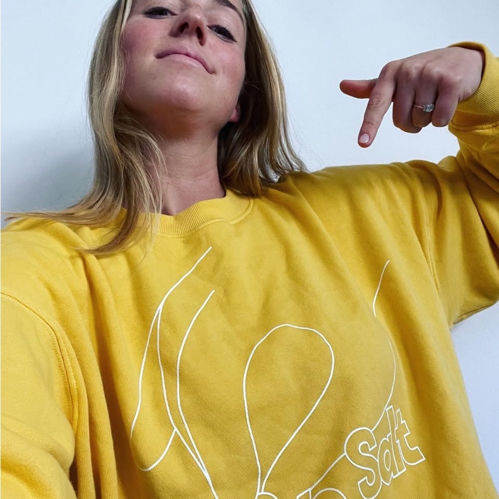 Authentic Molly Baz I Love Salt yellow / Mustard Crewneck Sweater - Picture 4 of 8
